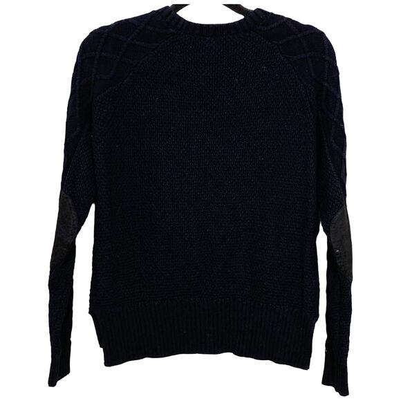 Rachel Zoe Womens Black Pullover Cable Knit Sweater XS Elbow Patch Cozy Comfort - Picture 2 of 8